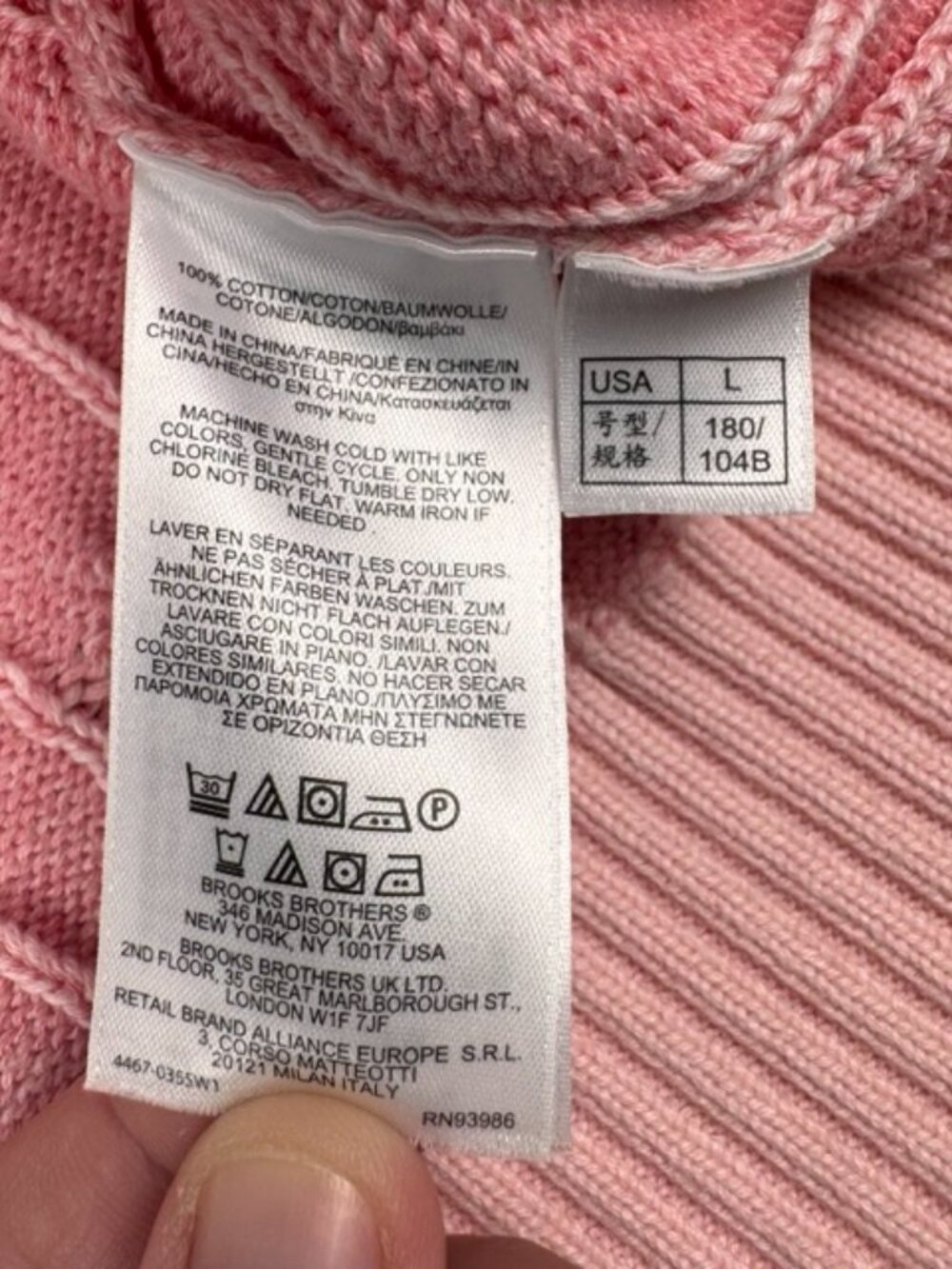 Brooks Brothers Cable Knit Sweater Women’s Large Pink Cotton Crewneck Soft - Picture 7 of 10